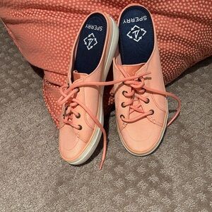 Sperry Peach Canvas Slip-On Sneakers